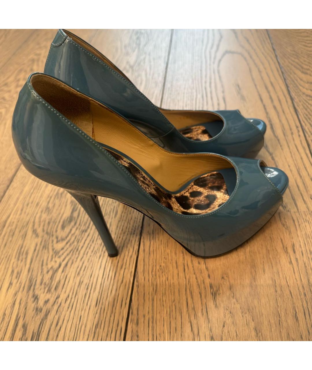 DOLCE&GABBANA Голубые кожаные туфли, фото 6