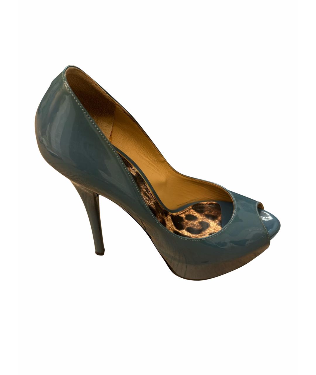 DOLCE&GABBANA Голубые кожаные туфли, фото 1