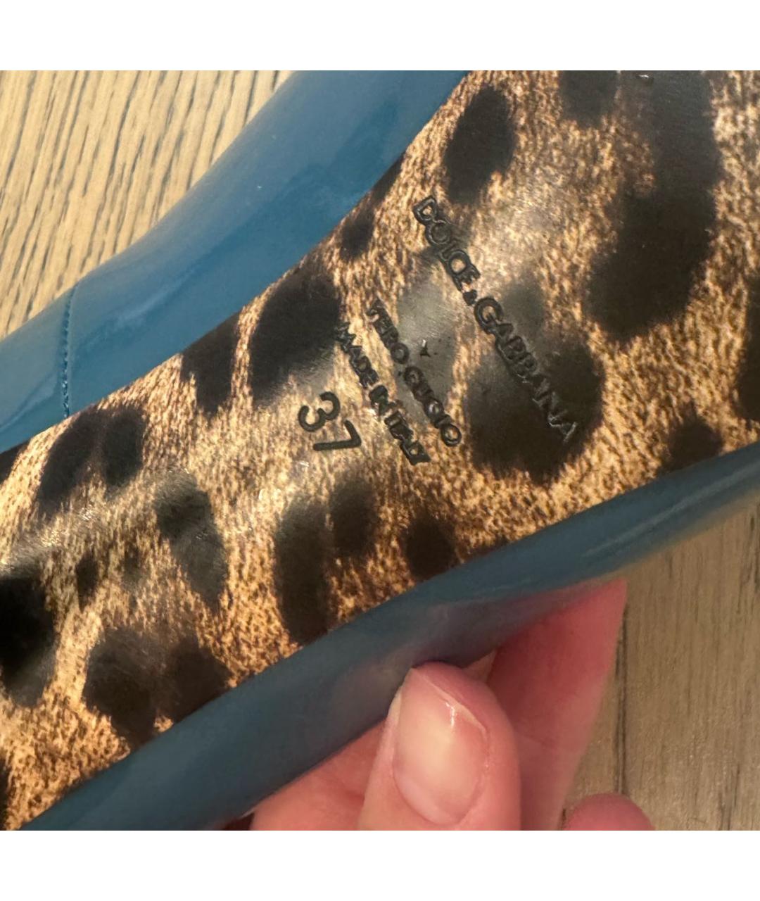 DOLCE&GABBANA Голубые кожаные туфли, фото 5