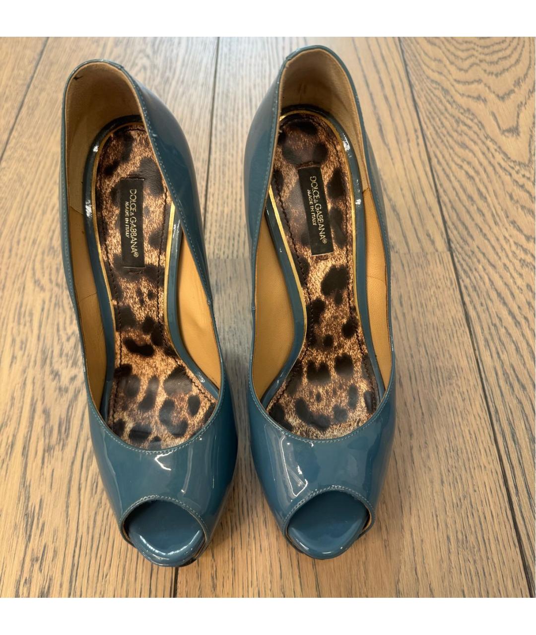 DOLCE&GABBANA Голубые кожаные туфли, фото 2