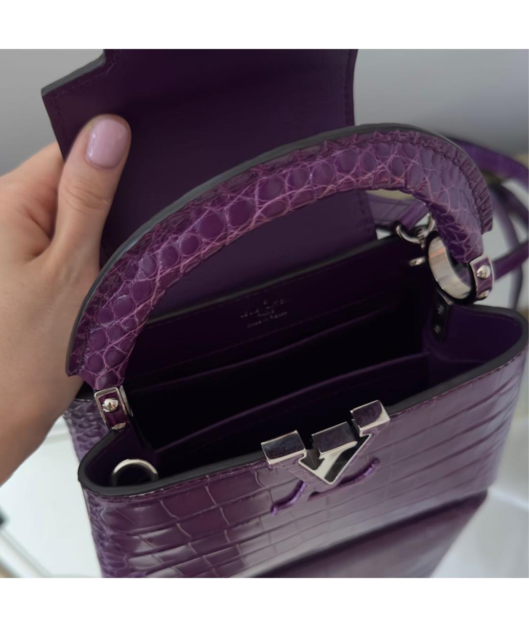 LOUIS VUITTON Фиолетовая сумка с короткими ручками из экзотической кожи, фото 4