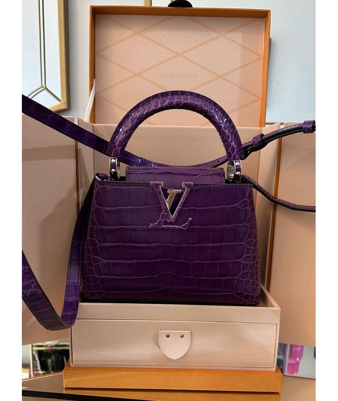 LOUIS VUITTON Фиолетовая сумка с короткими ручками из экзотической кожи, фото 7