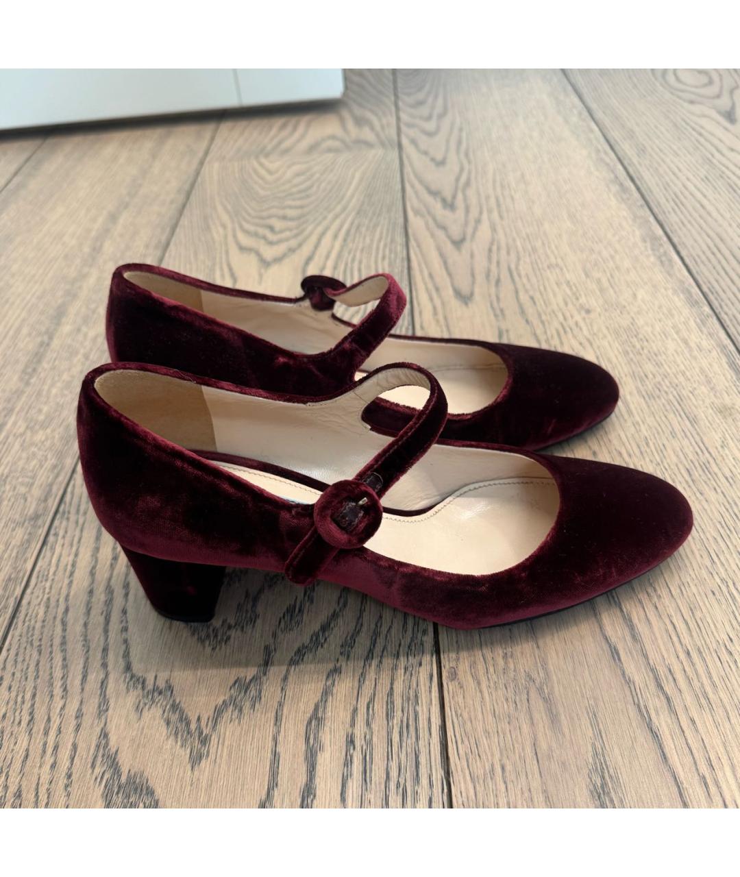 PRADA Бордовые бархатные туфли, фото 7
