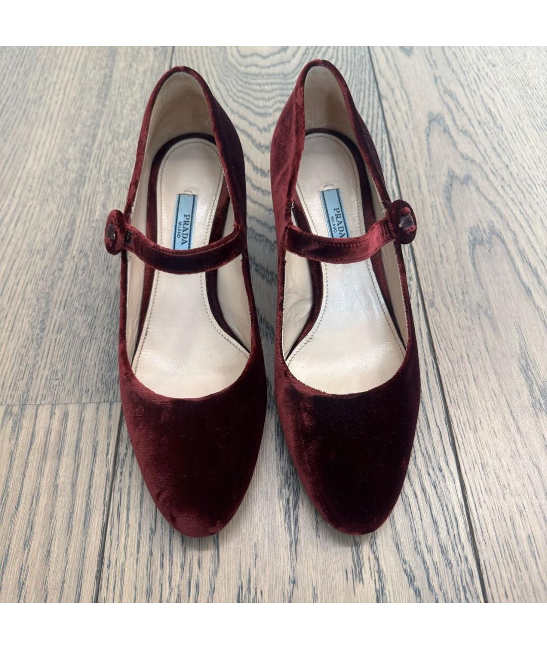 PRADA Бордовые бархатные туфли, фото 2