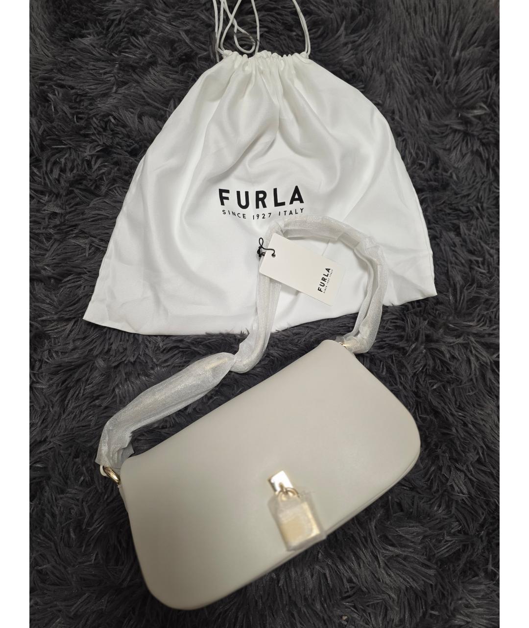 FURLA Бежевая кожаная сумка через плечо, фото 6