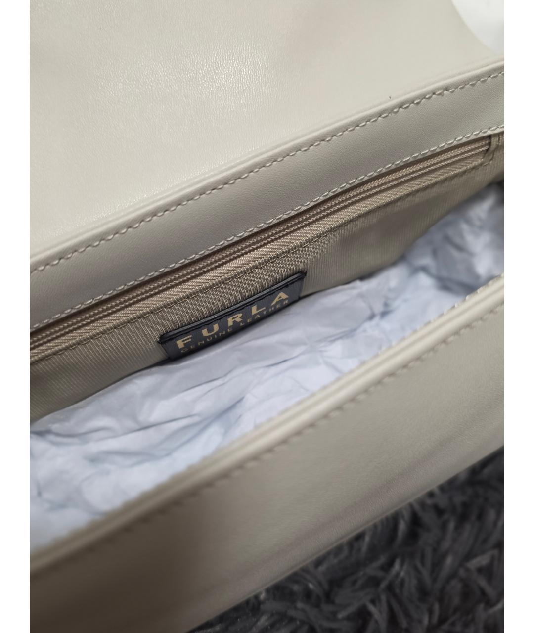 FURLA Бежевая кожаная сумка через плечо, фото 4