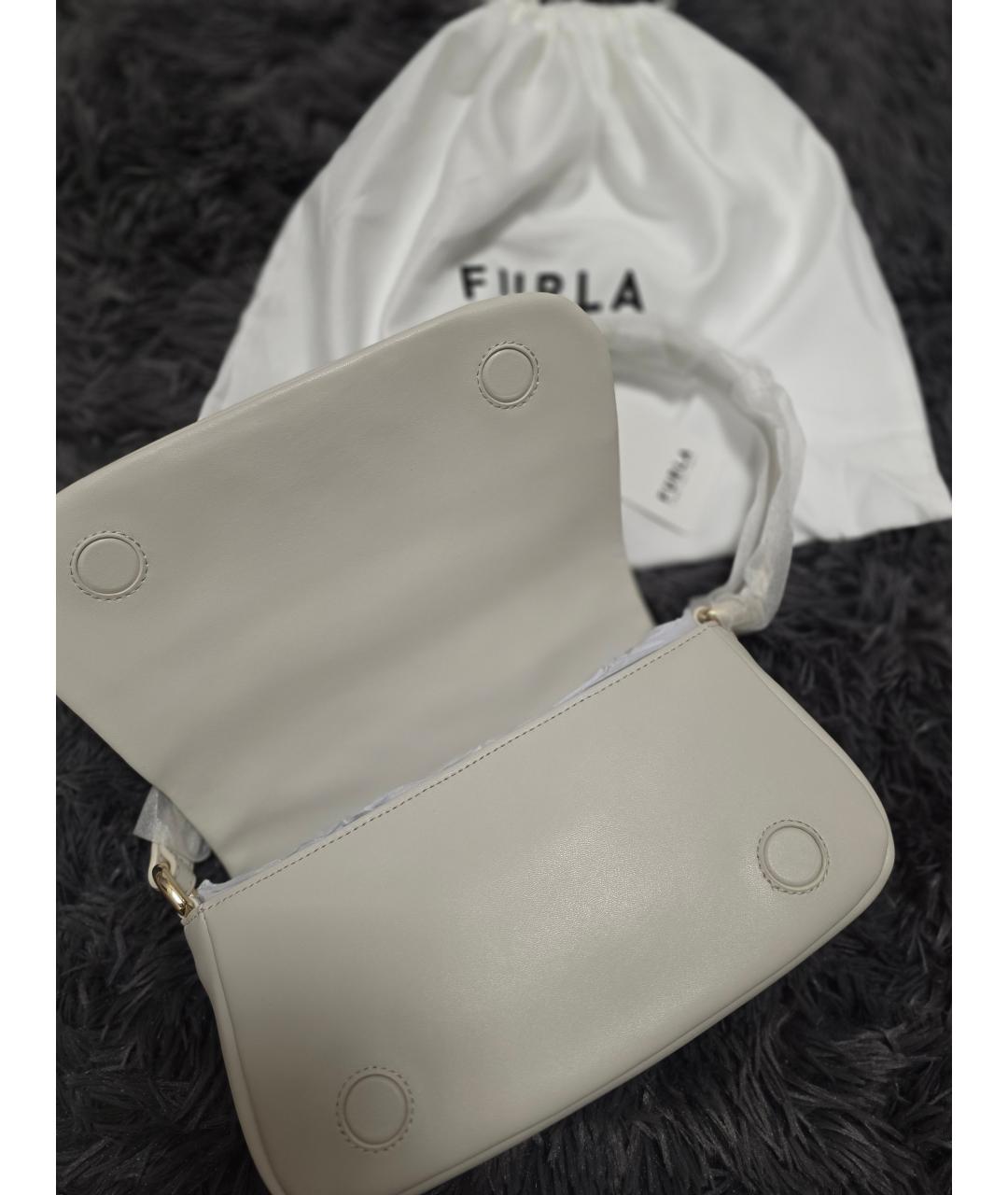 FURLA Бежевая кожаная сумка через плечо, фото 5
