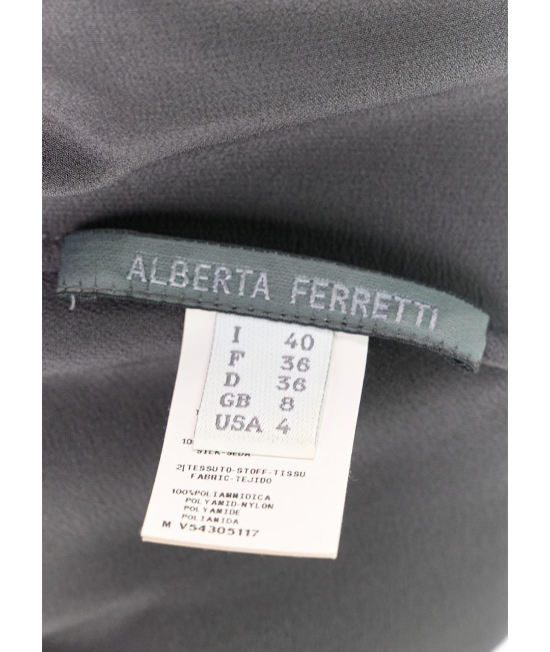 ALBERTA FERRETTI Серое шелковое повседневное платье, фото 5
