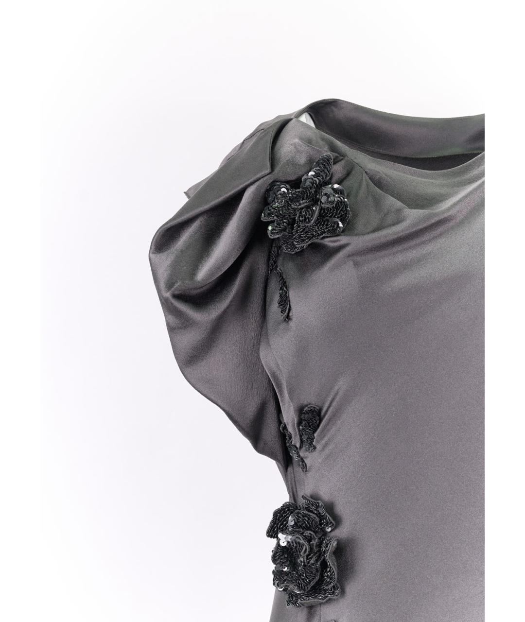 ALBERTA FERRETTI Серое шелковое повседневное платье, фото 2