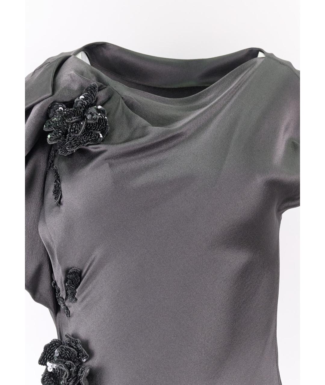 ALBERTA FERRETTI Серое шелковое повседневное платье, фото 3
