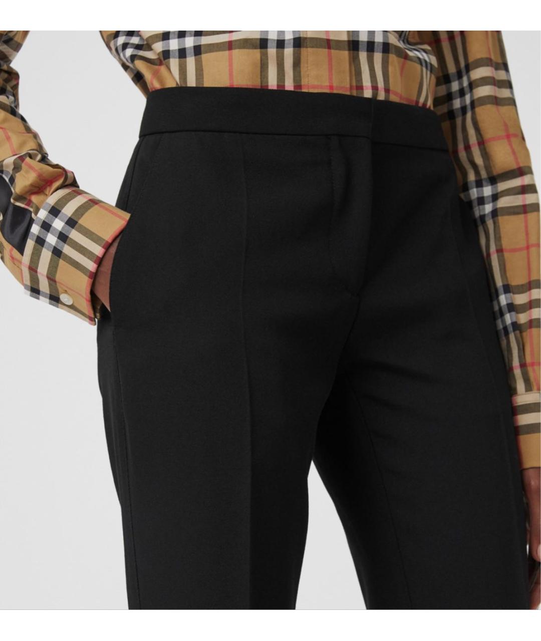 BURBERRY Черные шерстяные прямые брюки, фото 3