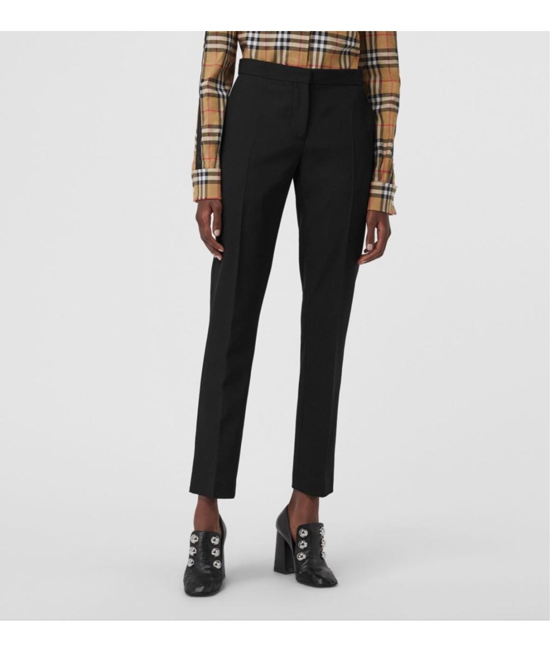 BURBERRY Черные шерстяные прямые брюки, фото 4