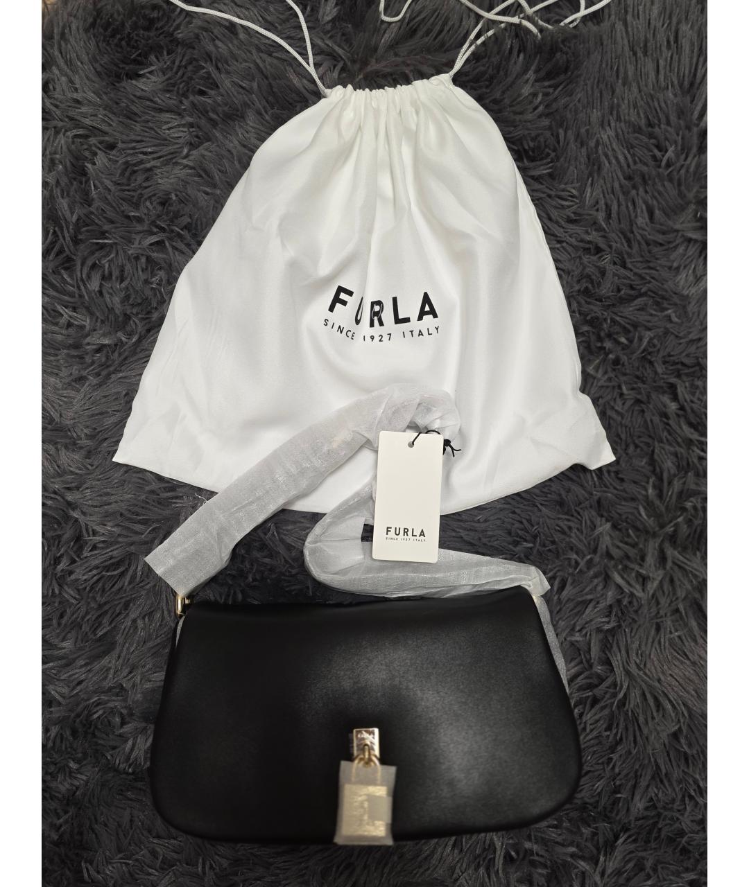 FURLA Черная кожаная сумка через плечо, фото 8