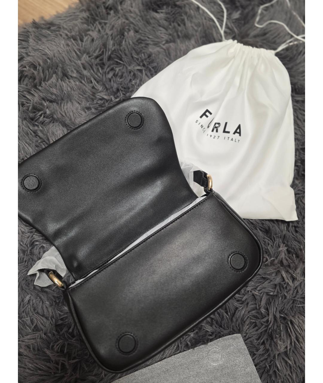 FURLA Черная кожаная сумка через плечо, фото 6