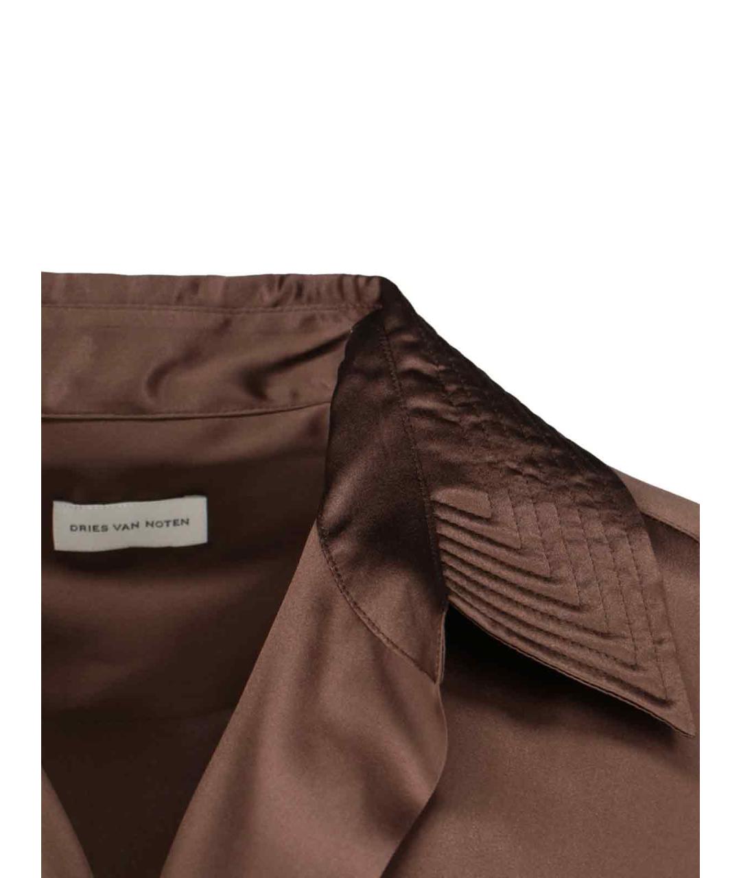 DRIES VAN NOTEN Коричневая шелковая блузы, фото 3