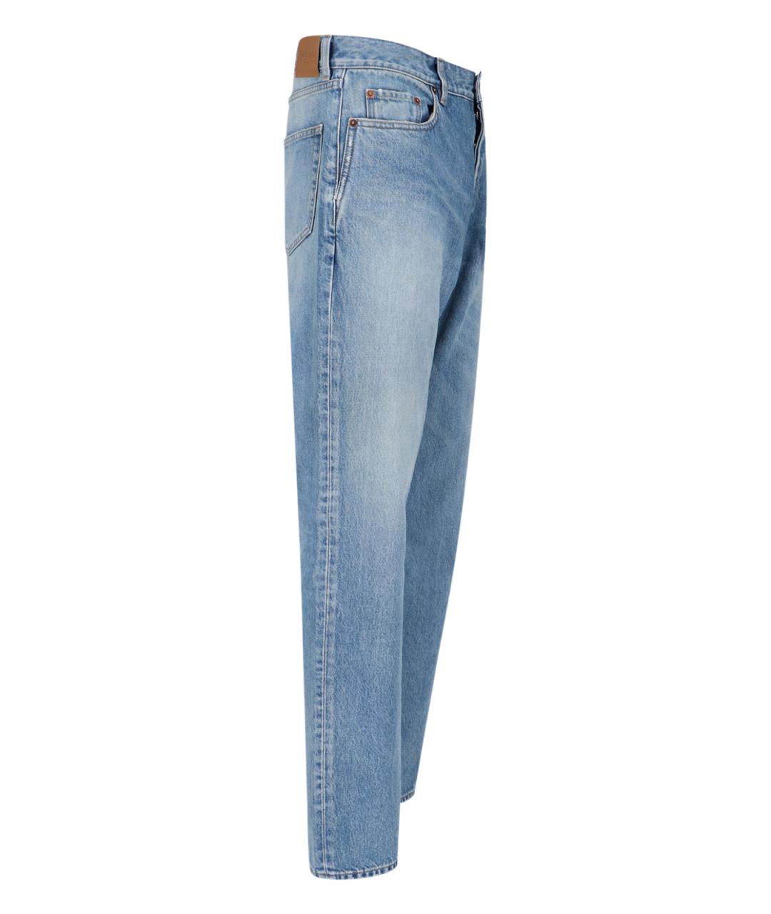 SAINT LAURENT Синие хлопковые прямые джинсы, фото 3