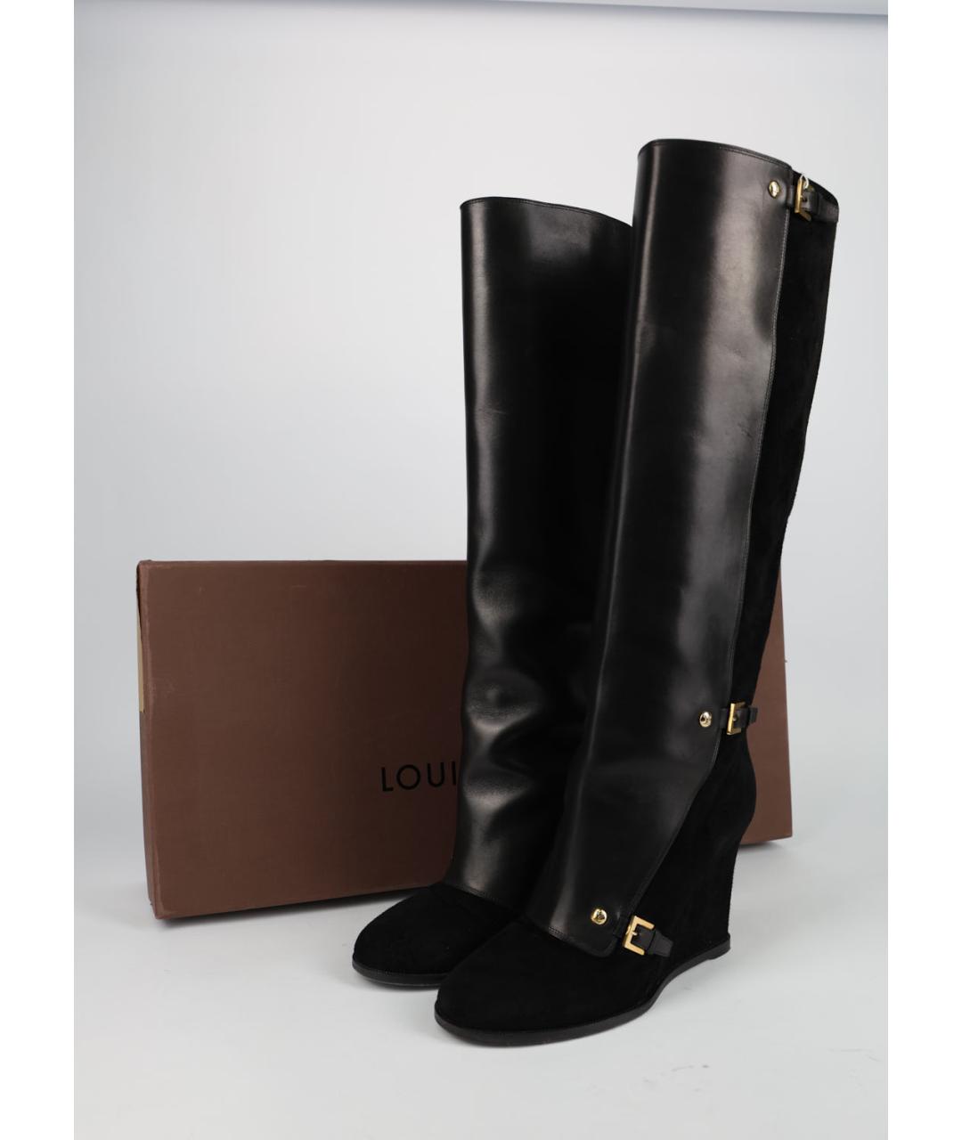 LOUIS VUITTON Черные кожаные сапоги, фото 6