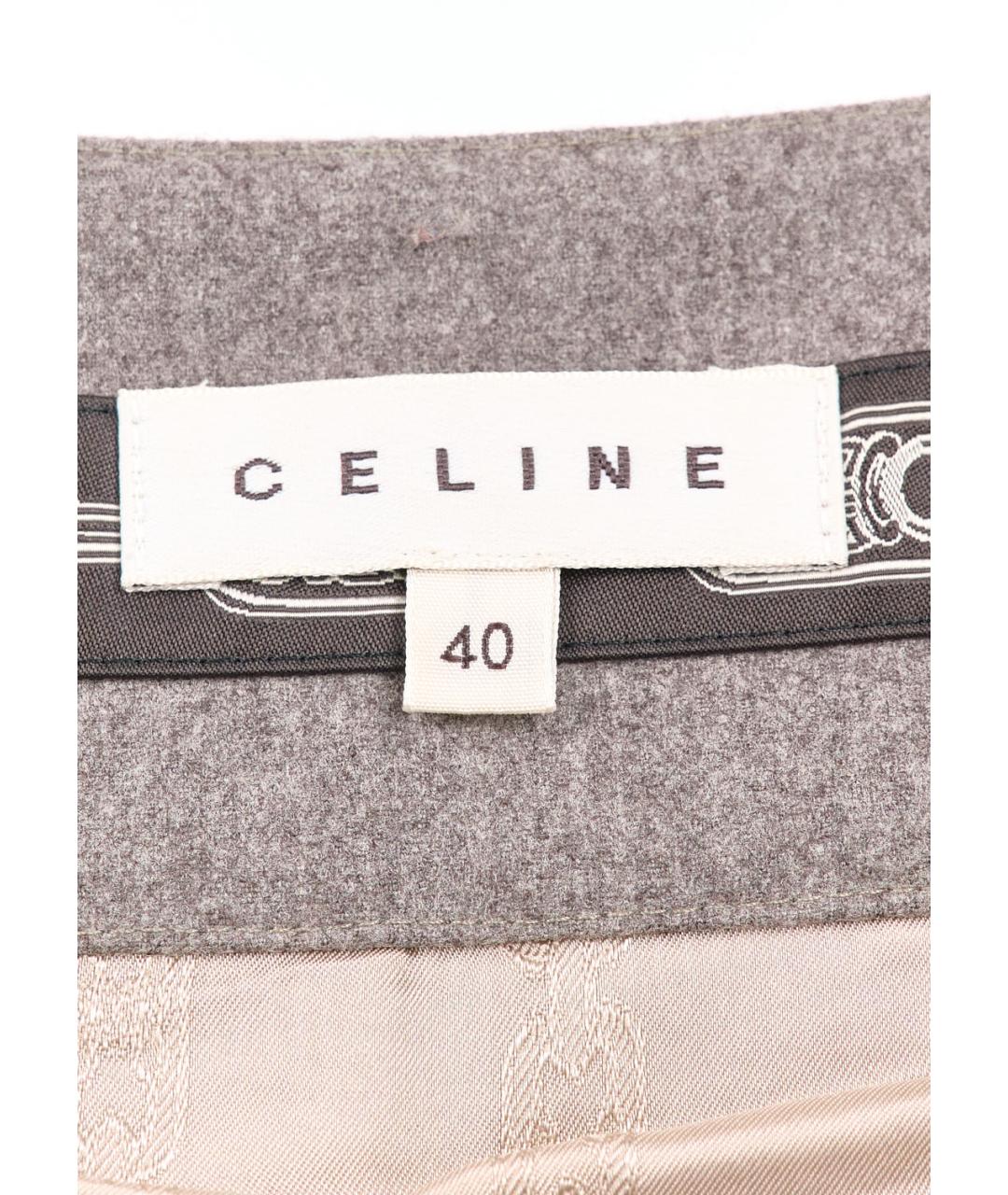 CELINE Серая шерстяная юбка мини, фото 3