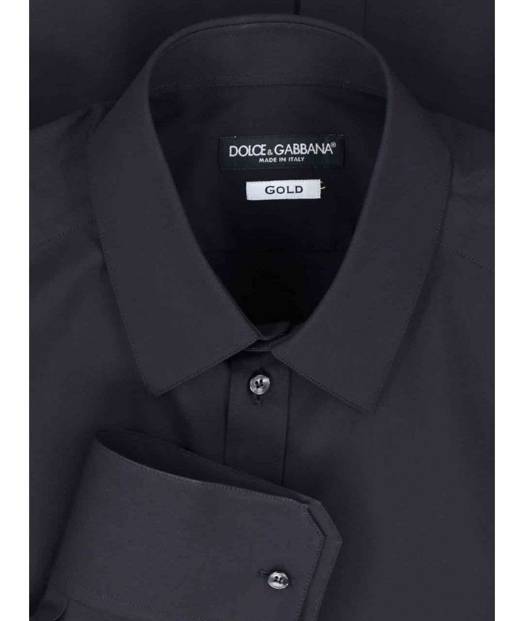 DOLCE&GABBANA Черная хлопковая классическая рубашка, фото 3