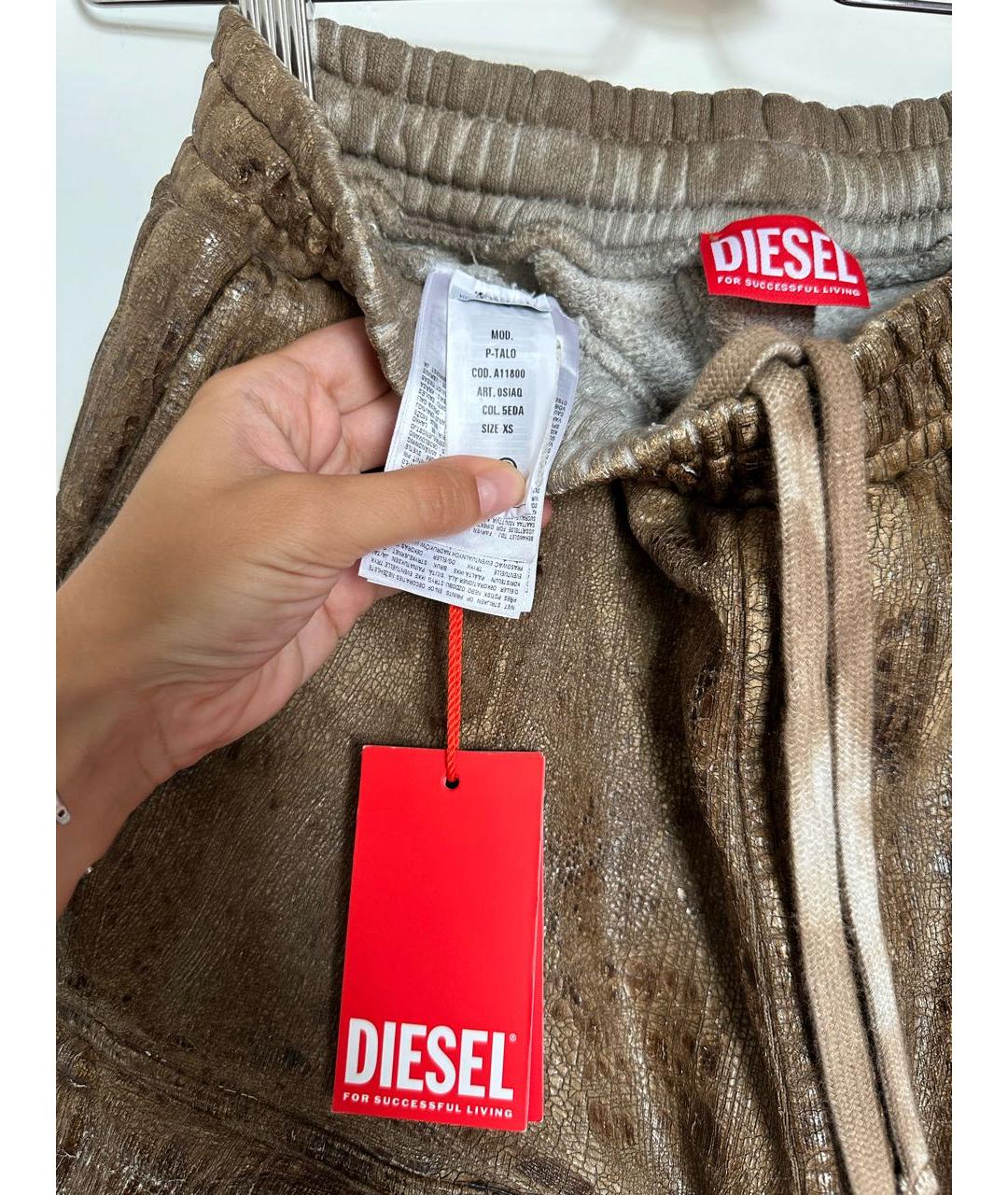 DIESEL Коричневые хлопковые повседневные брюки, фото 5