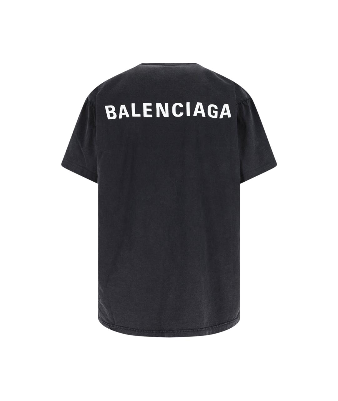 BALENCIAGA Черная хлопковая футболка, фото 2