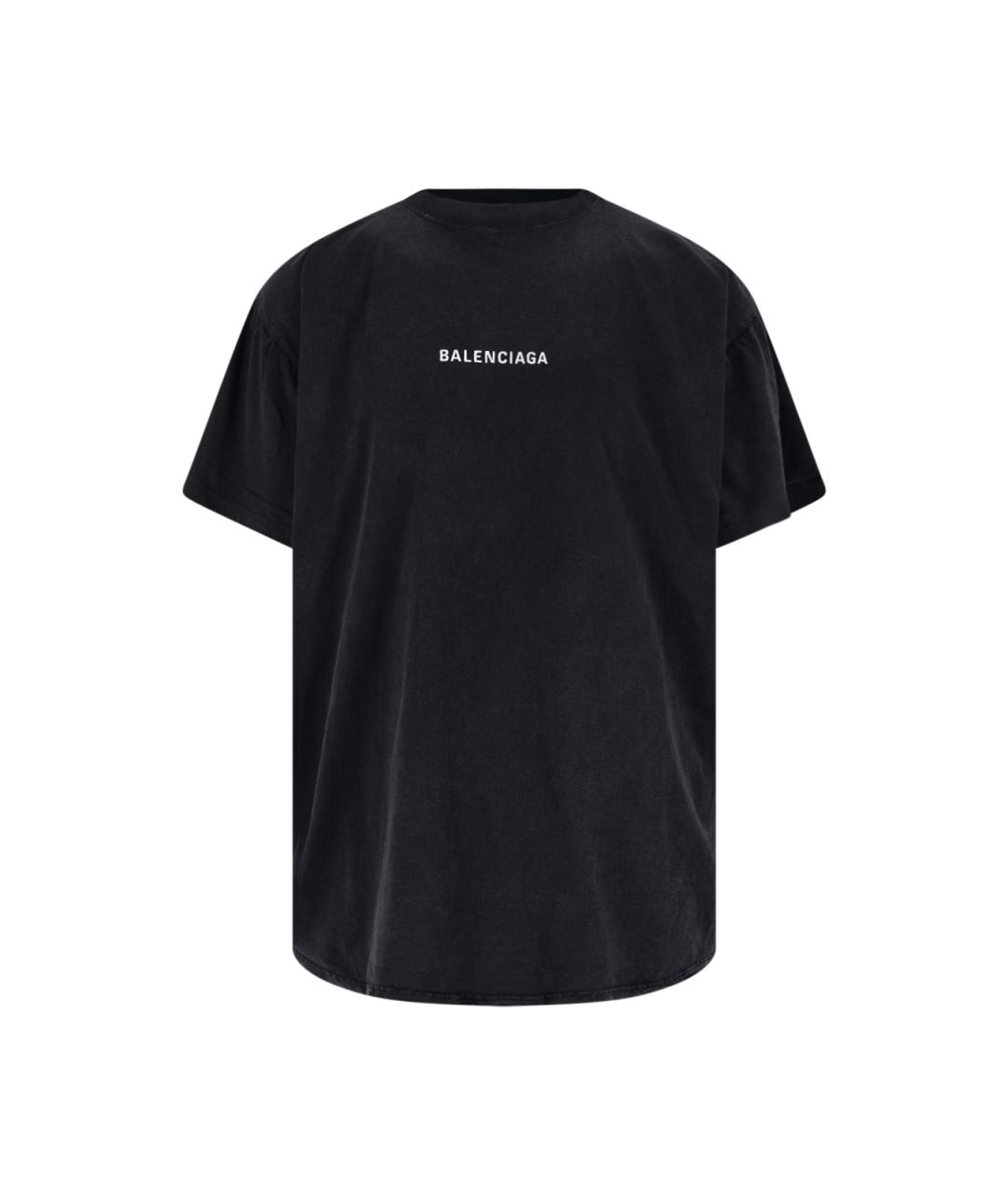 BALENCIAGA Черная хлопковая футболка, фото 1