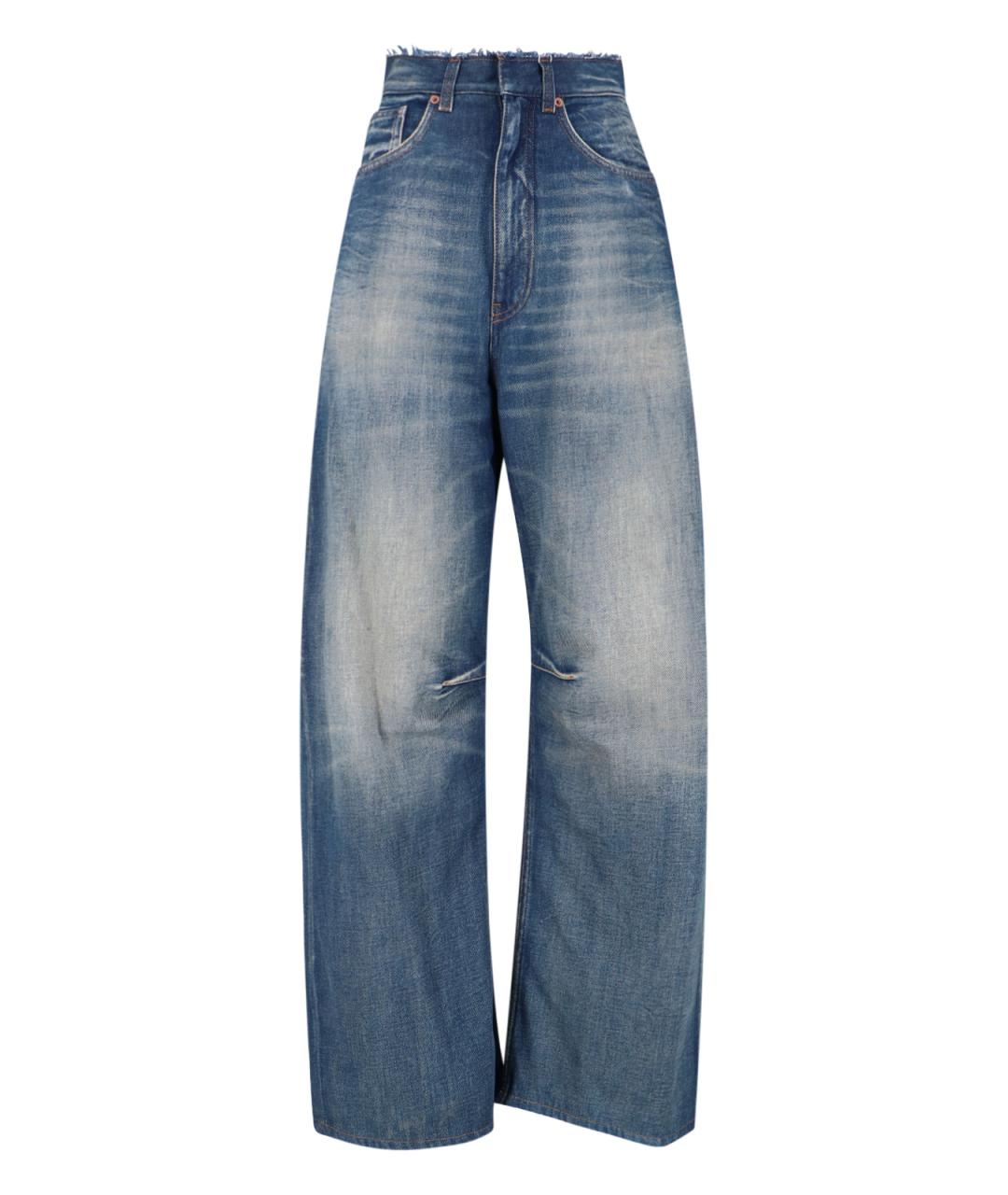 MM6 MAISON MARGIELA Синие хлопковые прямые джинсы, фото 1