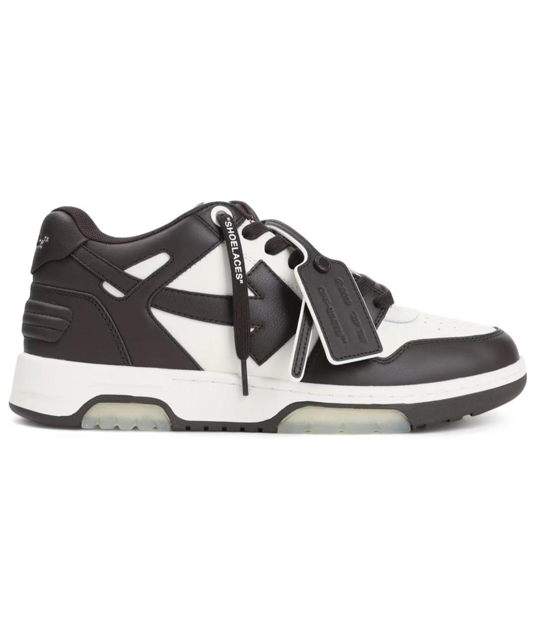 OFF-WHITE Коричневые кожаные низкие кроссовки / кеды, фото 1