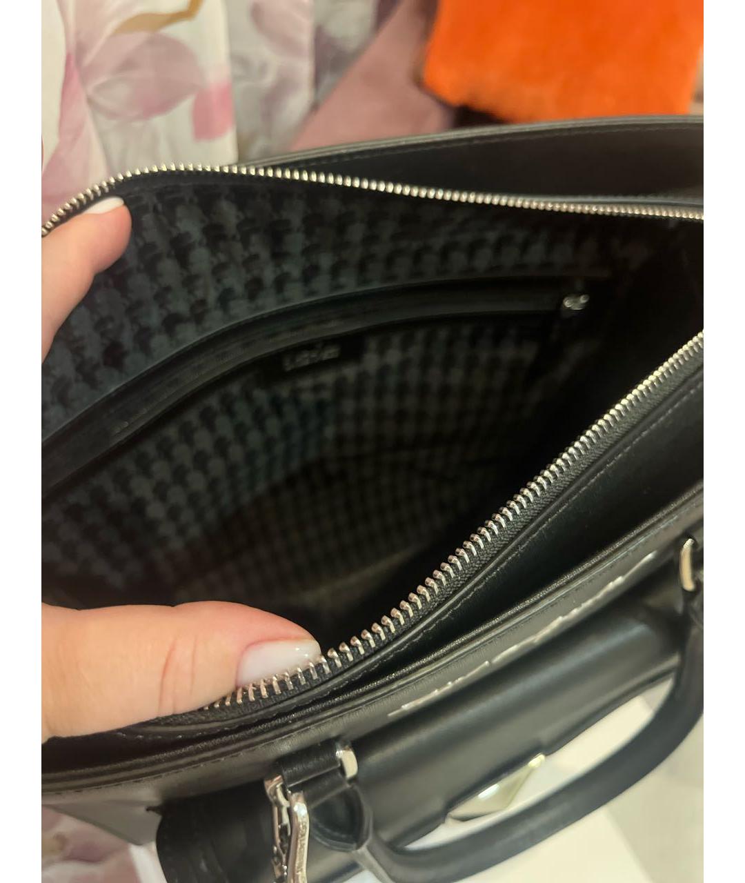 KARL LAGERFELD Черная кожаная сумка с короткими ручками, фото 6