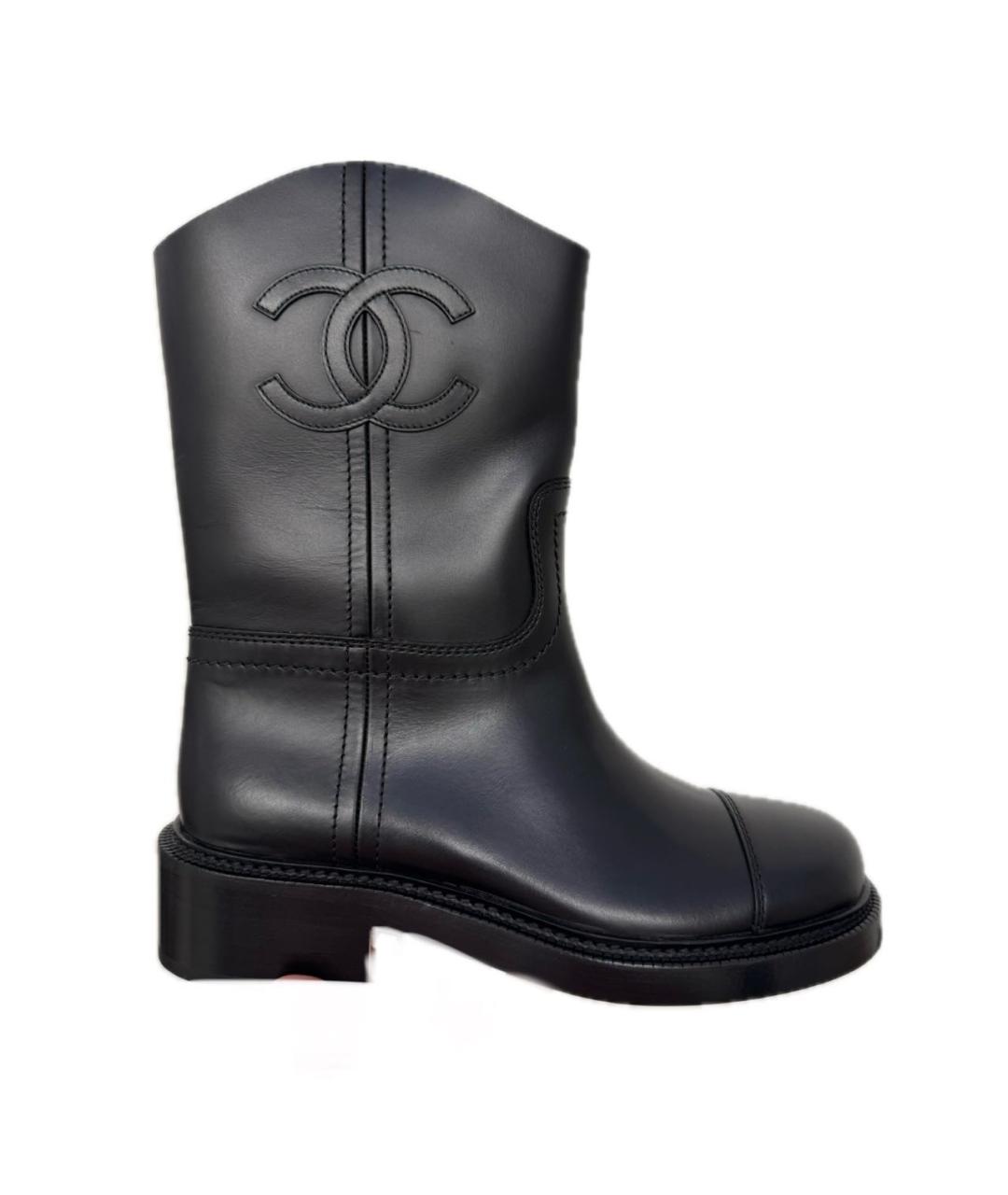 CHANEL Черные кожаные полусапоги, фото 1