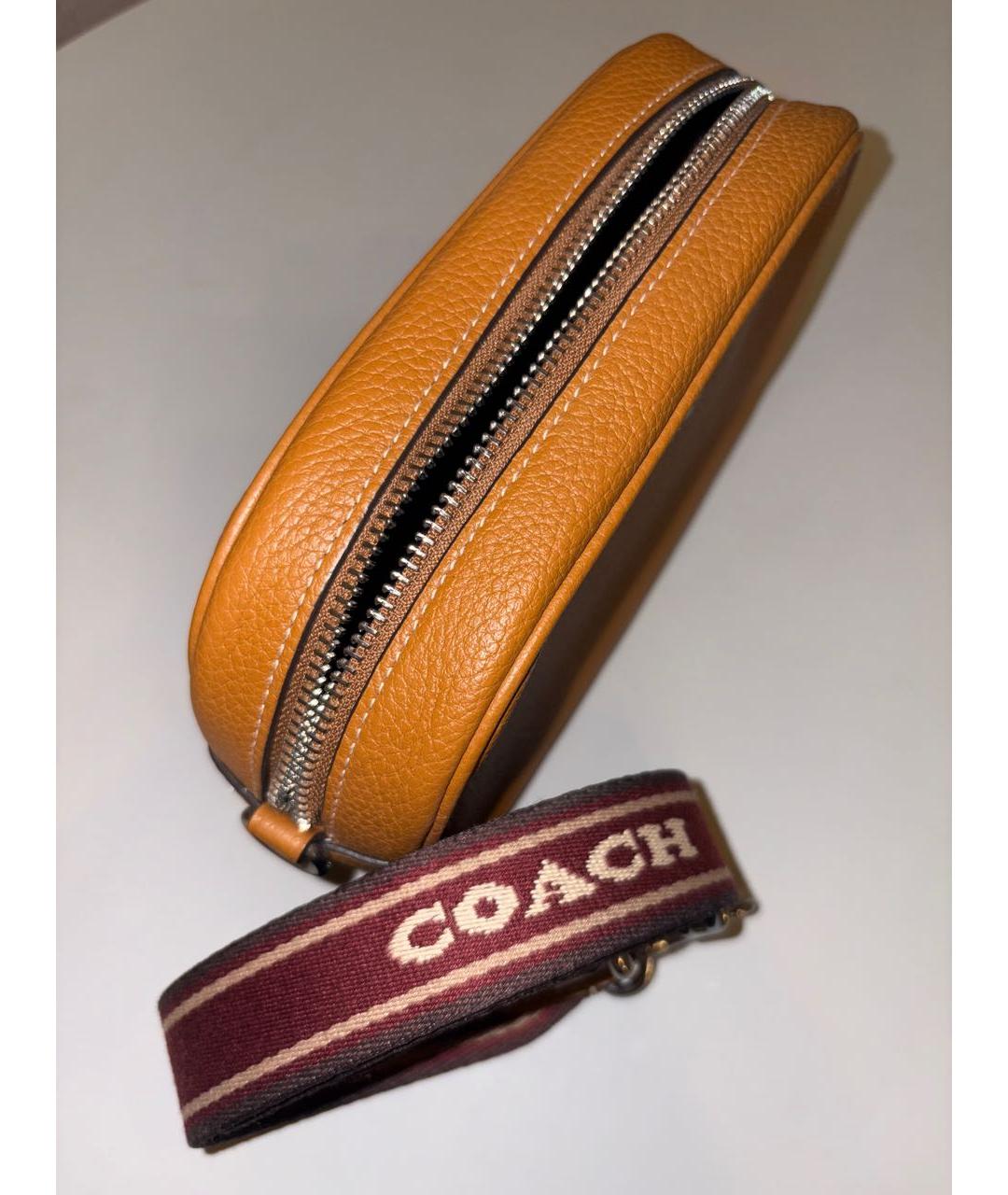 COACH Оранжевая кожаная сумка через плечо, фото 4