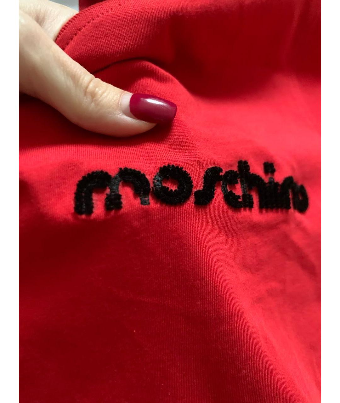 MOSCHINO Красная хлопковая футболка, фото 4