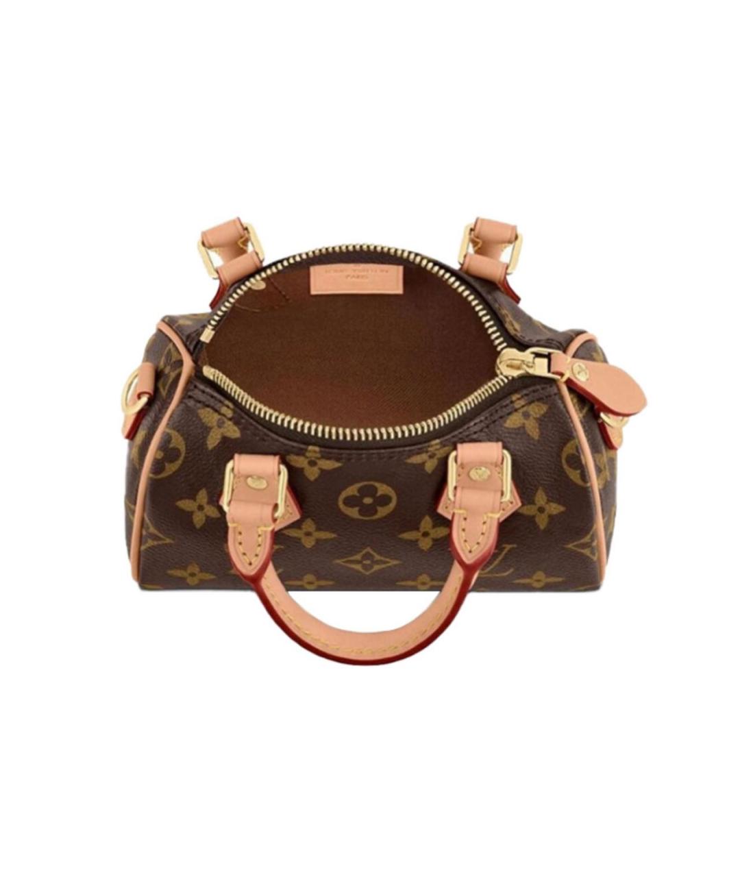 LOUIS VUITTON Коричневая кожаная сумка с короткими ручками, фото 4
