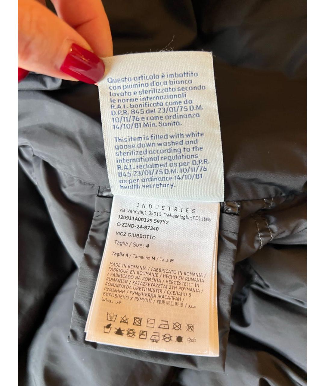 MONCLER Антрацитовый полиэстеровый пуховик, фото 6