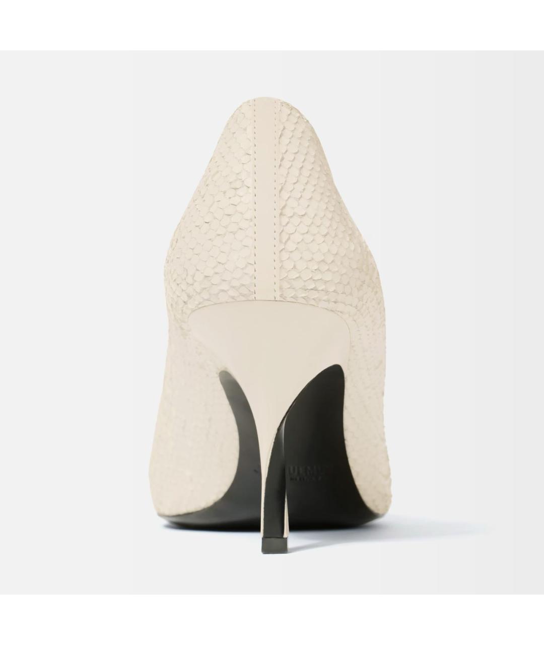 JACQUEMUS Белые кожаные лодочки на низком каблуке, фото 3