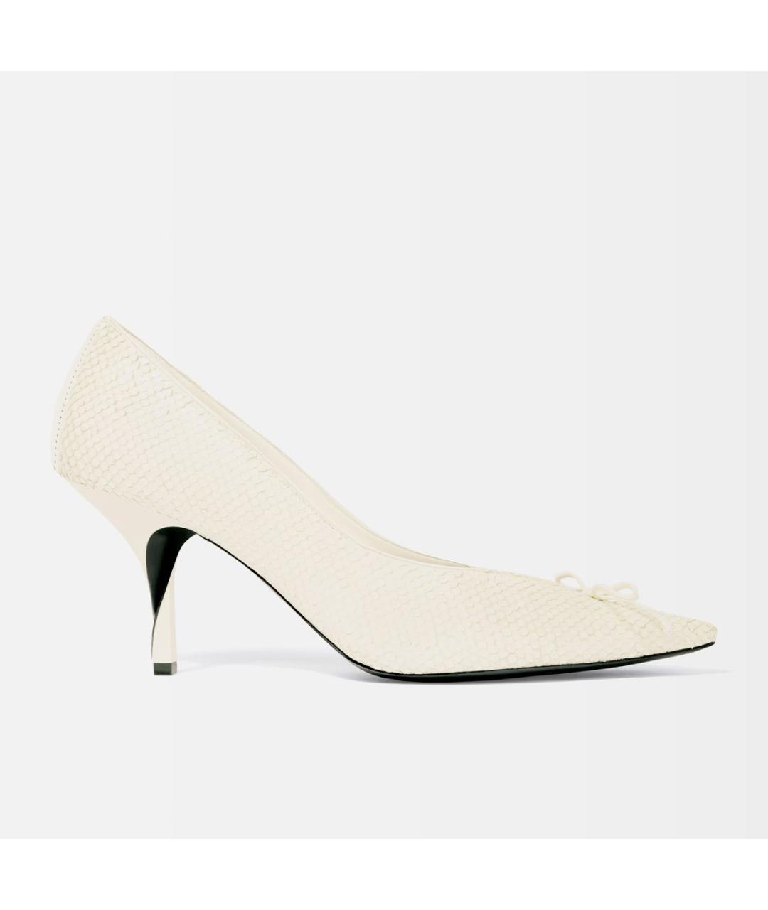 JACQUEMUS Белые кожаные лодочки на низком каблуке, фото 7