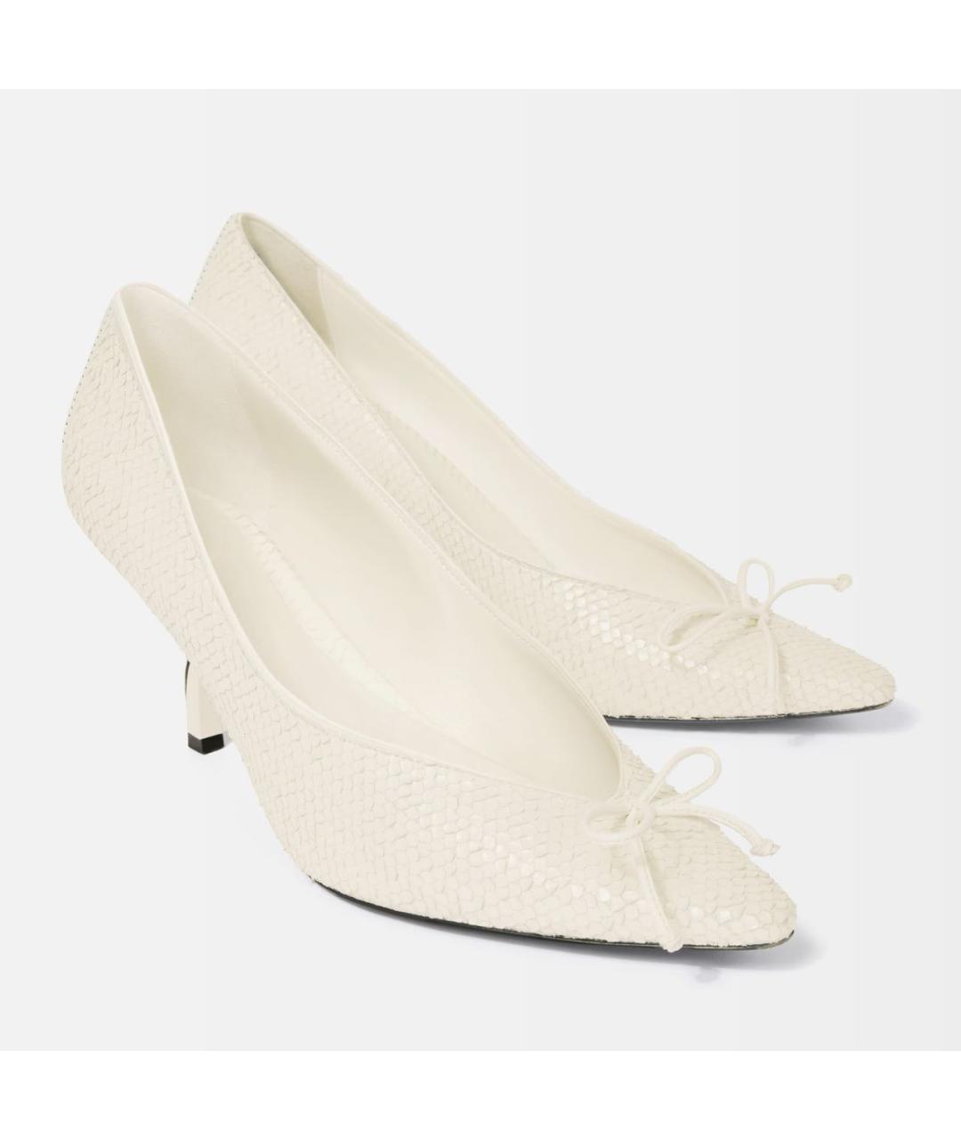JACQUEMUS Белые кожаные лодочки на низком каблуке, фото 2