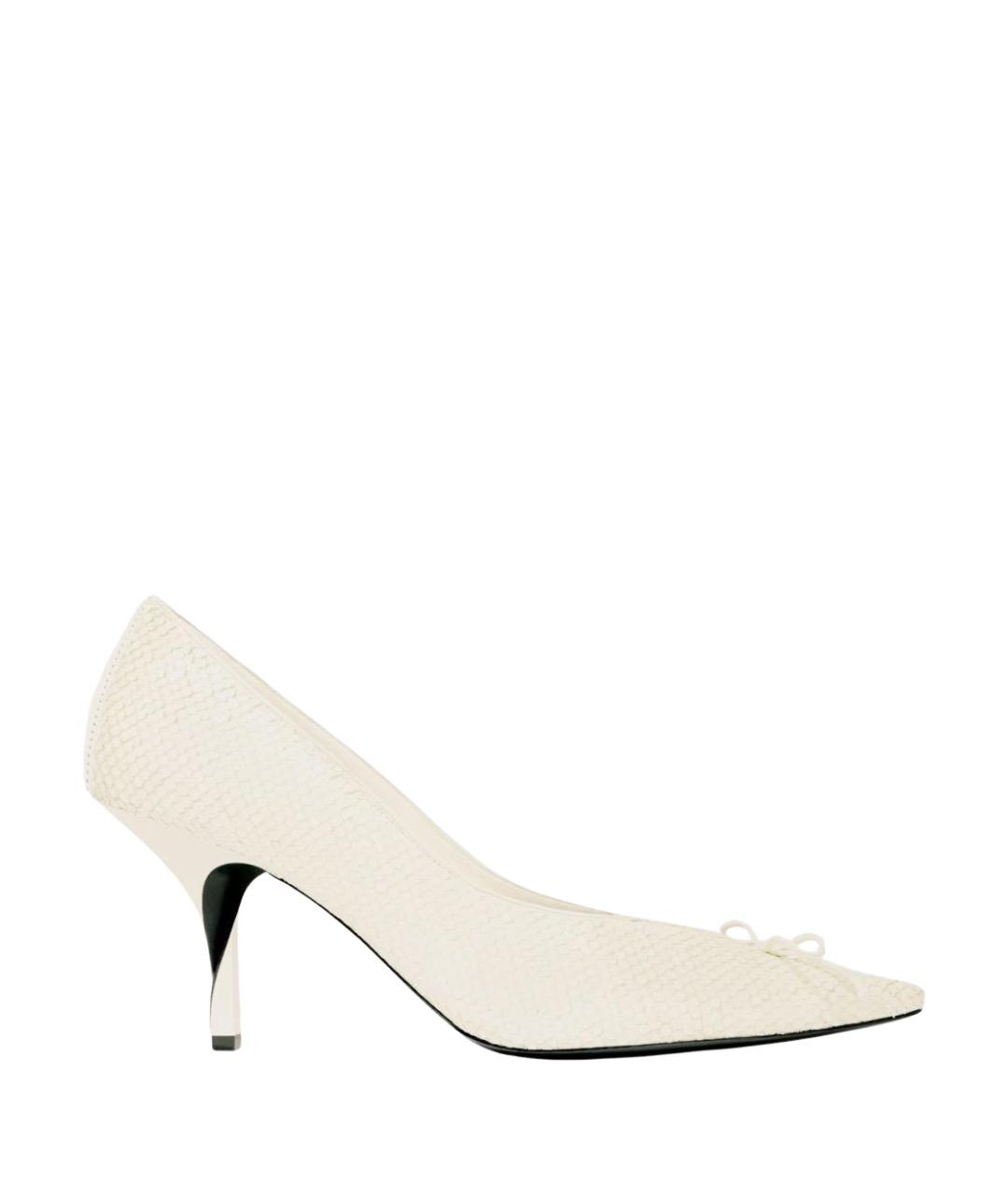 JACQUEMUS Белые кожаные лодочки на низком каблуке, фото 1