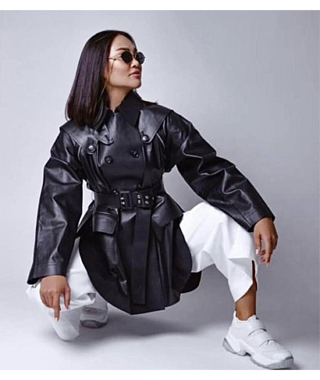 SPORTMAX Черная кожаная куртка, фото 8