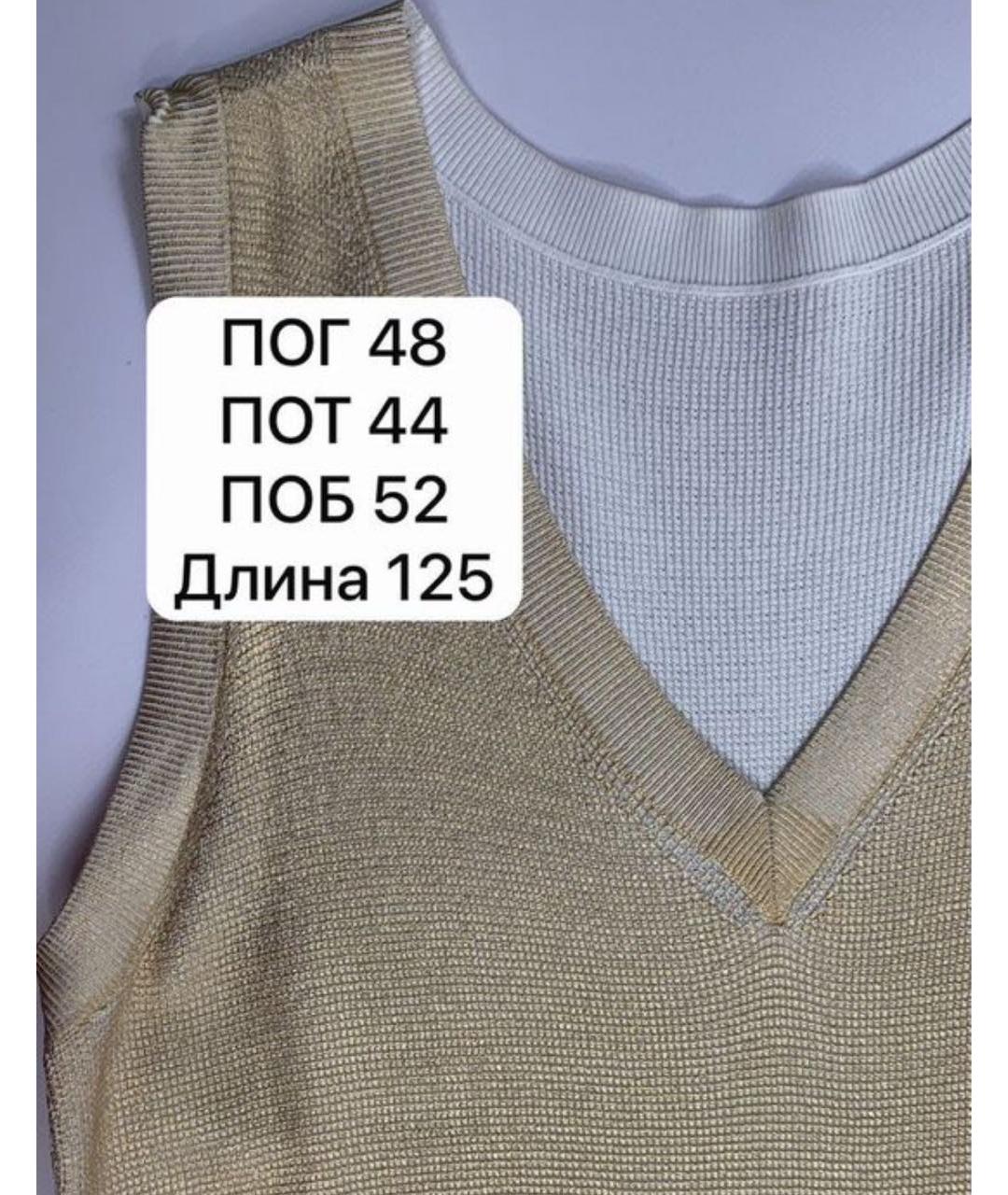 MARINA RINALDI Золотое вискозное повседневное платье, фото 4