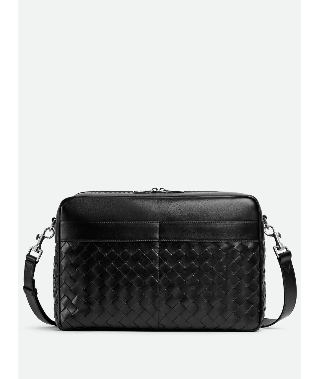 BOTTEGA VENETA Черная кожаная сумка на плечо, фото 6