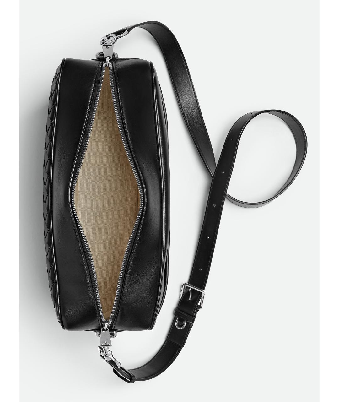 BOTTEGA VENETA Черная кожаная сумка на плечо, фото 3