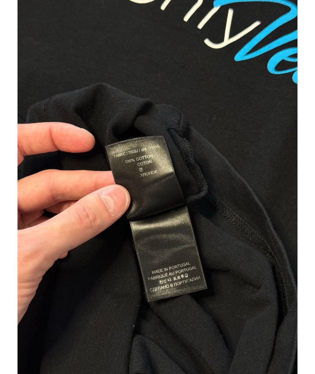 VETEMENTS Черная хлопковая футболка, фото 8