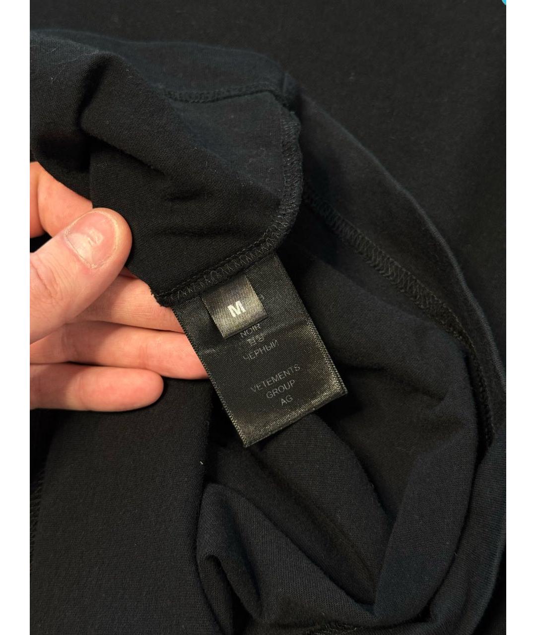 VETEMENTS Черная хлопковая футболка, фото 7
