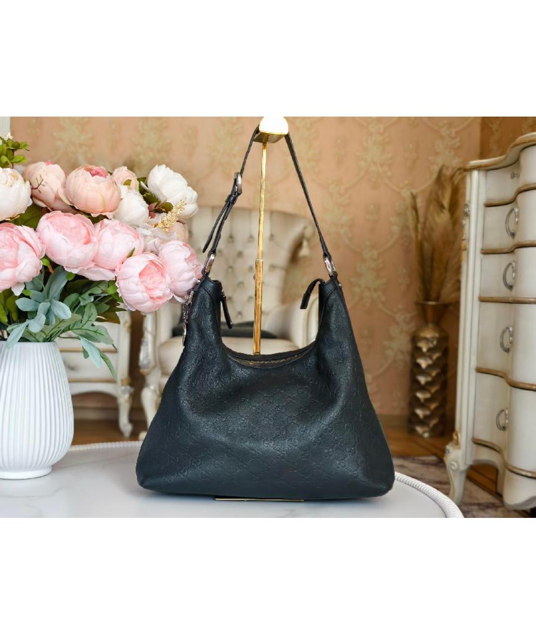 GUCCI Черная кожаная сумка с короткими ручками, фото 2