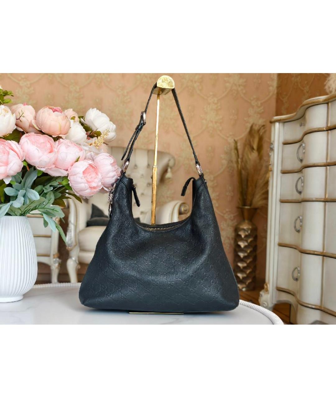 GUCCI Черная кожаная сумка с короткими ручками, фото 9