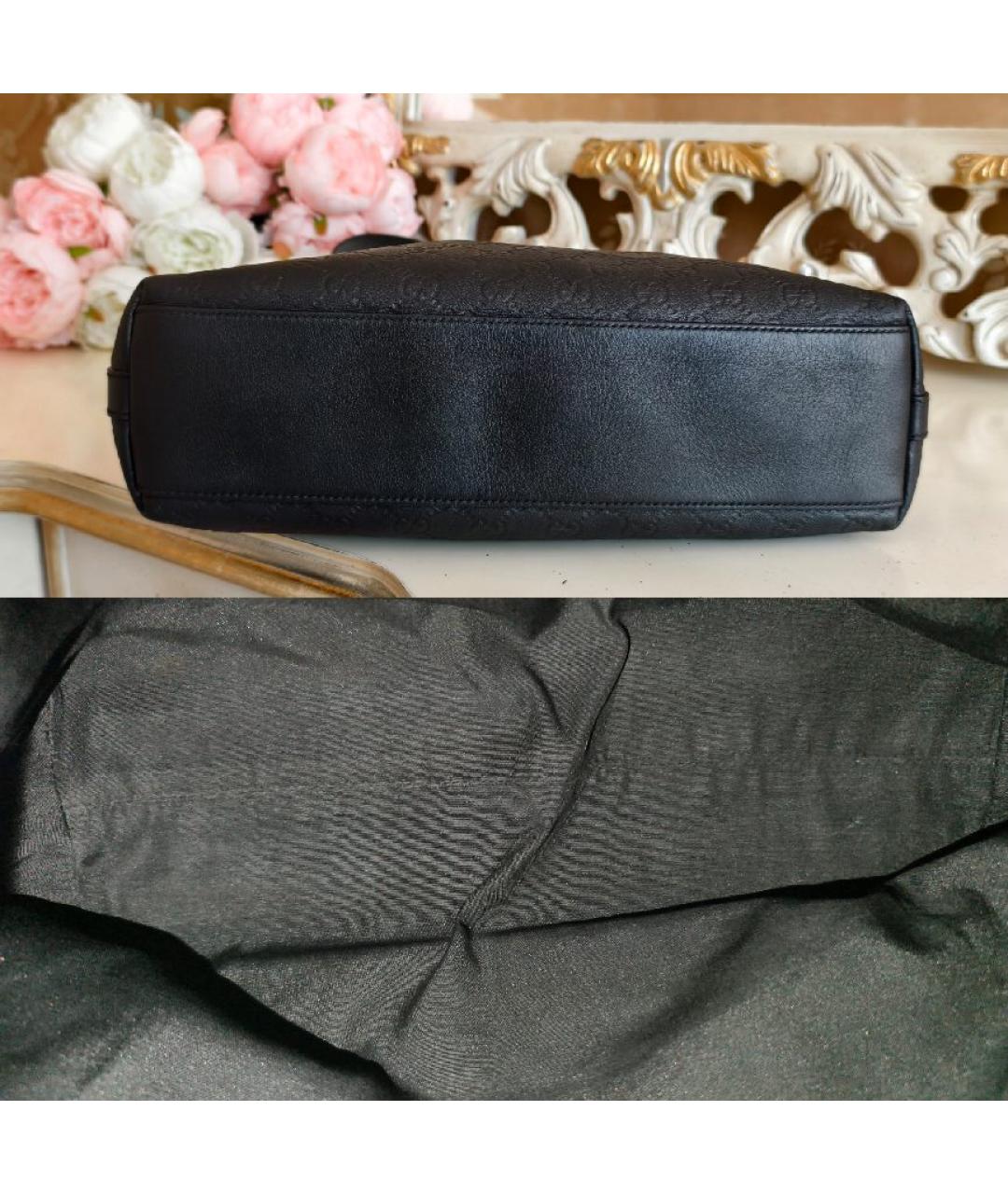 GUCCI Черная кожаная сумка с короткими ручками, фото 6