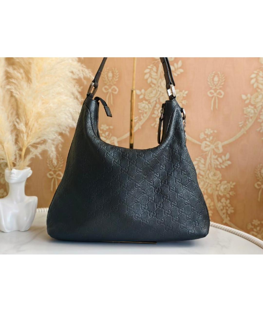 GUCCI Черная кожаная сумка с короткими ручками, фото 8