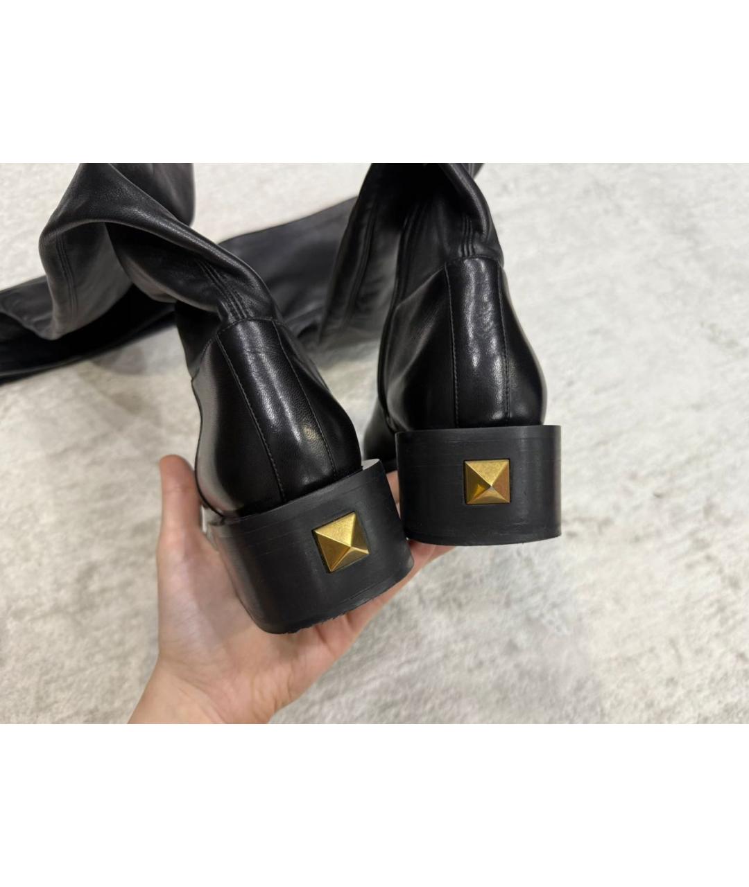 VALENTINO Черные кожаные ботфорты, фото 5