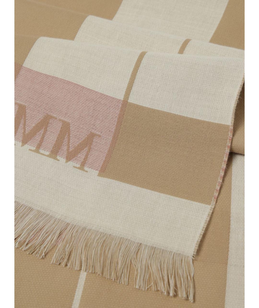 MAX MARA Бежевый хлопковый шарф, фото 3